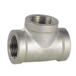 TI FILETTATO INOX DA 1/4'' FEMMINA-FEMMINA-FEMMINA 316   ART.0130